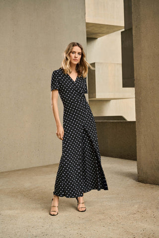 Polka Dot Wrapover Jersey Jumpsuit <span>251008<span>