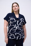 Abstract Print Boxy Navy/White Jersey Top <span>251110<span>