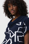 Abstract Print Boxy Navy/White Jersey Top <span>251110<span>