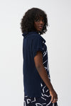 Abstract Print Boxy Navy/White Jersey Top <span>251110<span>