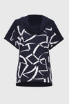 Abstract Print Boxy Navy/White Jersey Top <span>251110<span>