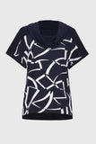 Abstract Print Boxy Navy/White Jersey Top <span>251110<span>