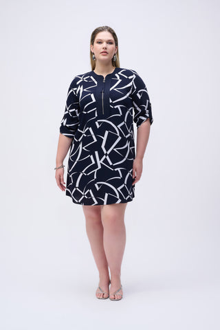 Mandarin Collar Print Straight Dress <span>251143<span>