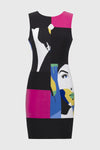 Abstract Face Print Shift Dress <span>251177<span>