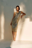 Gold And Pewter Metallic Jersey Draped Skirt <span>251283<span>