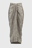 Gold And Pewter Metallic Jersey Draped Skirt <span>251283<span>