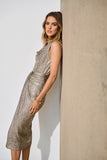 Gold And Pewter Metallic Jersey Draped Skirt <span>251283<span>