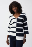 Striped Navy/White V Neck Sweater <span>251914<span>