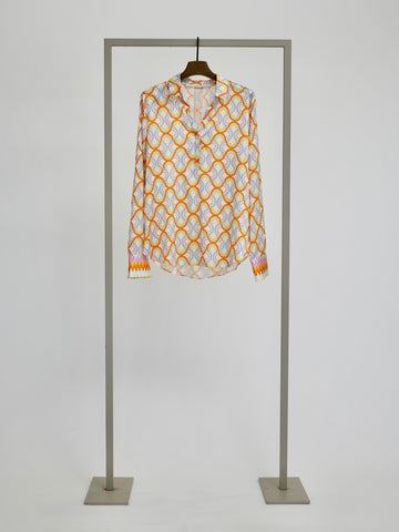 Rainbow Print Mango Stretch Silk Shirt <span>6154<span>