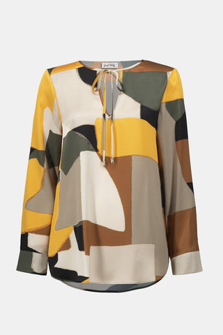 Print Long Sleeve Satin Blouse <span>253011<span>