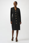 Black Jersey Long Sleeve Dress With Gold Buttons <span>253072<span>