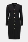 Black Jersey Long Sleeve Dress With Gold Buttons <span>253072<span>