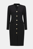 Black Jersey Long Sleeve Dress With Gold Buttons <span>253072<span>