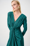 Green Gathered Knot Detail Midi Dress <span>25314F26<span>
