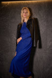 Royal Blue Glitter Midi Aline Dress <span>254082<span>