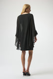 Black Chiffon Cape Dress With Fringe Cuffs <span>254186<span>