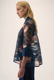 One Button Floral Print Jacket <span>254729<span>