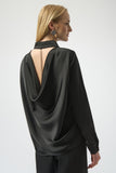 Black Sequin Shirt With Cowl Back And Diamante Detail <span>254967<span>