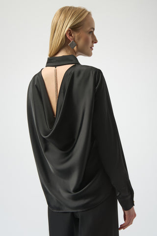 Black Sequin Shirt With Cowl Back And Diamante Detail <span>254967<span>