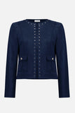 Navy Suede Stud Jacket <span>261909<span>
