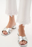 White Lace Trim Trousers <span>262938<span>