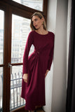 Plum Gathered Midi Dress <span>263178<span>