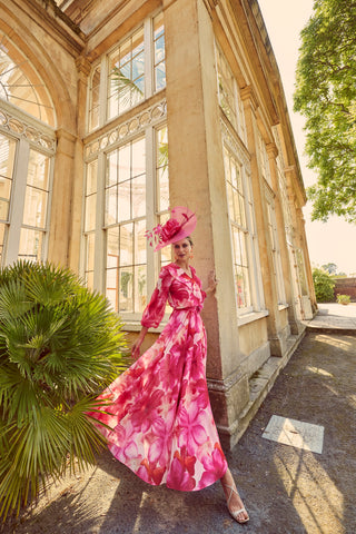 Fuschia Floral Chiffon Aline Dress <span>36025<span>