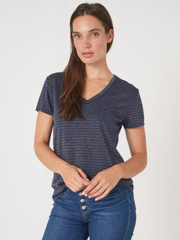 Lurex Linen Look T-Shirt Top <span>500261<span>