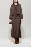 Autumn Glow Chocolate Satin Skirt <span>528294<span>
