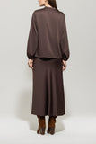 Autumn Glow Chocolate Satin Skirt <span>528294<span>