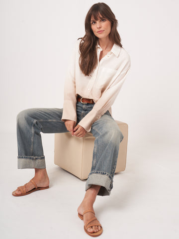 Ombre Tencel/Linen Boxy Shirt <span>600704<span>