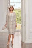 Scallop Layered Lace/Chiffon Dress With Chiffon Jacket <span>71125<span>