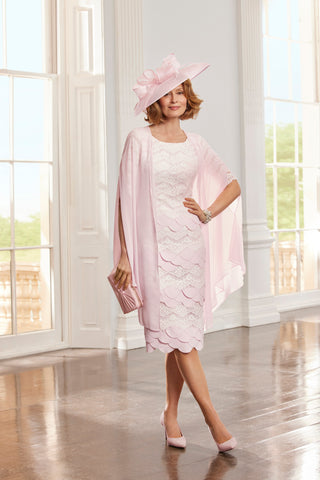 Scallop Layered Lace/Chiffon Dress With Chiffon Jacket <span>71125<span>