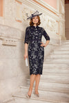 Navy Lace Pencil Dress With Diamante Buttons <span>71159<span>