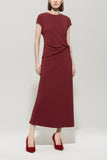 Autumn Glow Long Cranberry Crepe Dress <span>728614<span>
