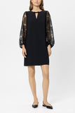 Glam Drop Shift Dress With Sheer Floral Sleeves <span>738623<span>