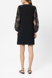 Glam Drop Shift Dress With Sheer Floral Sleeves <span>738623<span>