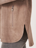 Relaxed Suede Jacket With Hood <span>800187<span>