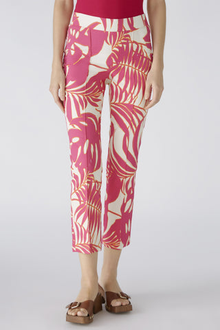 Hot Pink Cotton Print Stretch Trousers <span>87578<span>