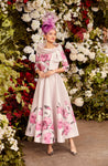 Satin Sheen Blush Floral Design Reverse Jacket Aline Dress Was £689 Now <span>992050<span>