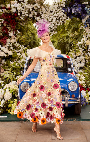 Stunning Floral Applique Dress With Tulle Aline Skirt <span>992054<span>