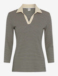 Cleo Black And Taupe Stripe Rib Polo <span>CLEO 37-4718<span>