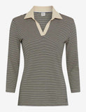 Cleo Black And Taupe Stripe Rib Polo <span>CLEO 37-4718<span>
