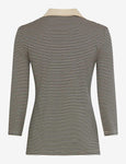 Cleo Black And Taupe Stripe Rib Polo <span>CLEO 37-4718<span>