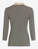 Cleo Black And Taupe Stripe Rib Polo <span>CLEO 37-4718<span>