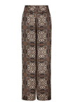 Chocolate Printed Silk Pull On Trousers <span>MARGODEA 5794<span>