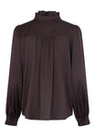 Ruffle Collar Chocolate Silk Blouse <span>SAYAKADEA 1237<span>