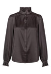 Ruffle Collar Chocolate Silk Blouse <span>SAYAKADEA 1237<span>