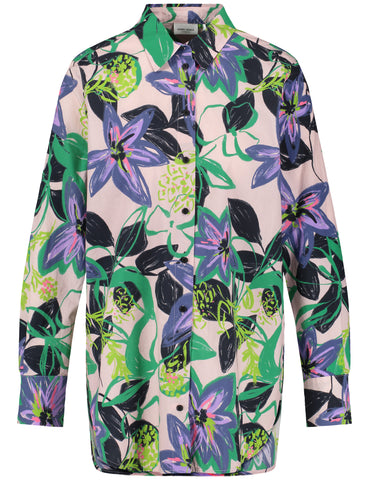 Bold Floral Print Longline Shirt <span>360020<span>