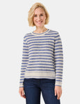 Geo Graphics Stripe Crochet Knit Cotton Sweater <span>571002<span>